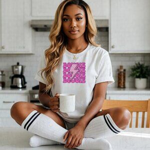 Bougie Bolt Tee (Color: White Tee with Pink Design/New)
